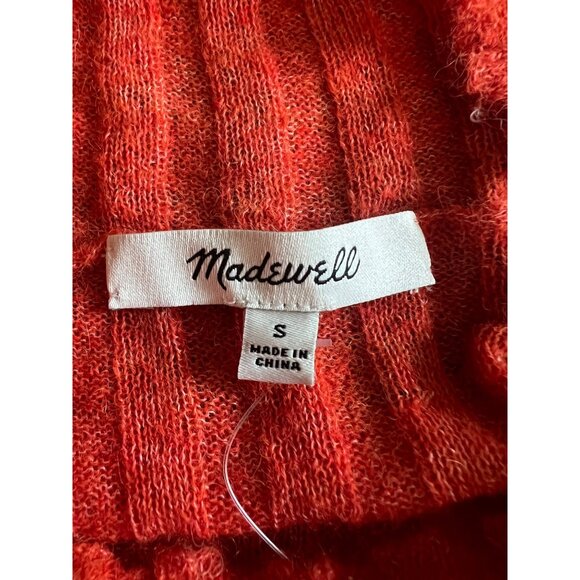 Madewell Womens Harry Sheer Ribbed Red Alpaca Long Sleeve Mockneck Sweater Small - Picture 6 of 14
